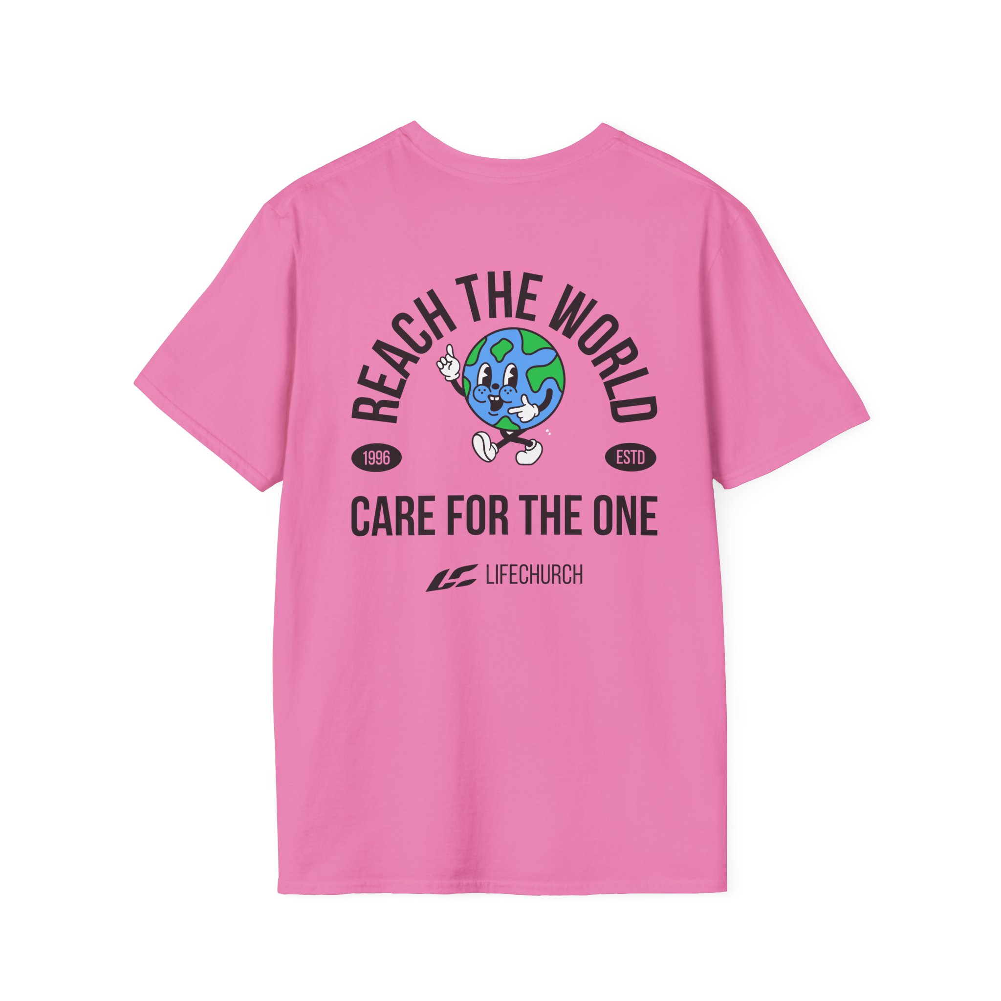 Life Church Reach the World Care for the One Unisex Softstyle T-Shirt - Image 30
