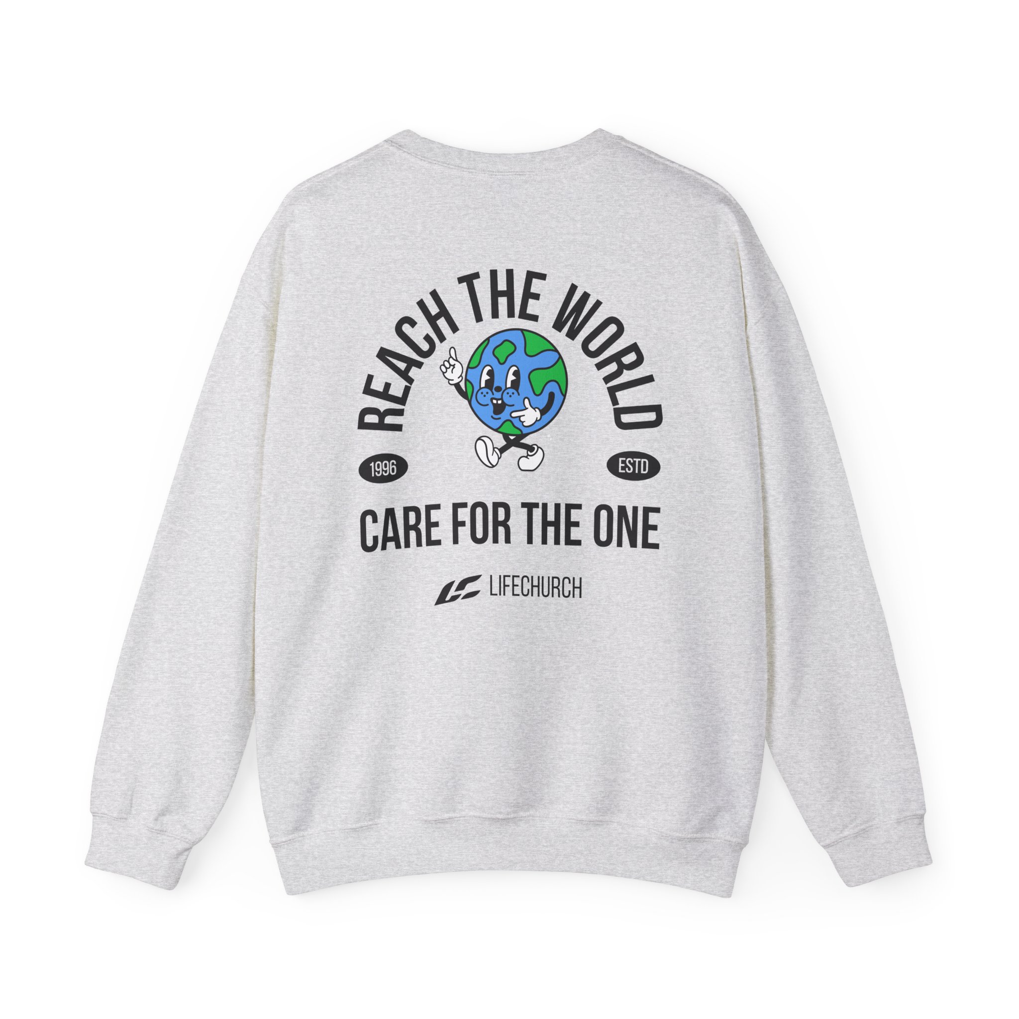 Life Church Reach the World Care for the One Unisex Heavy Blend™ Crewneck Sweatshirt - Image 4