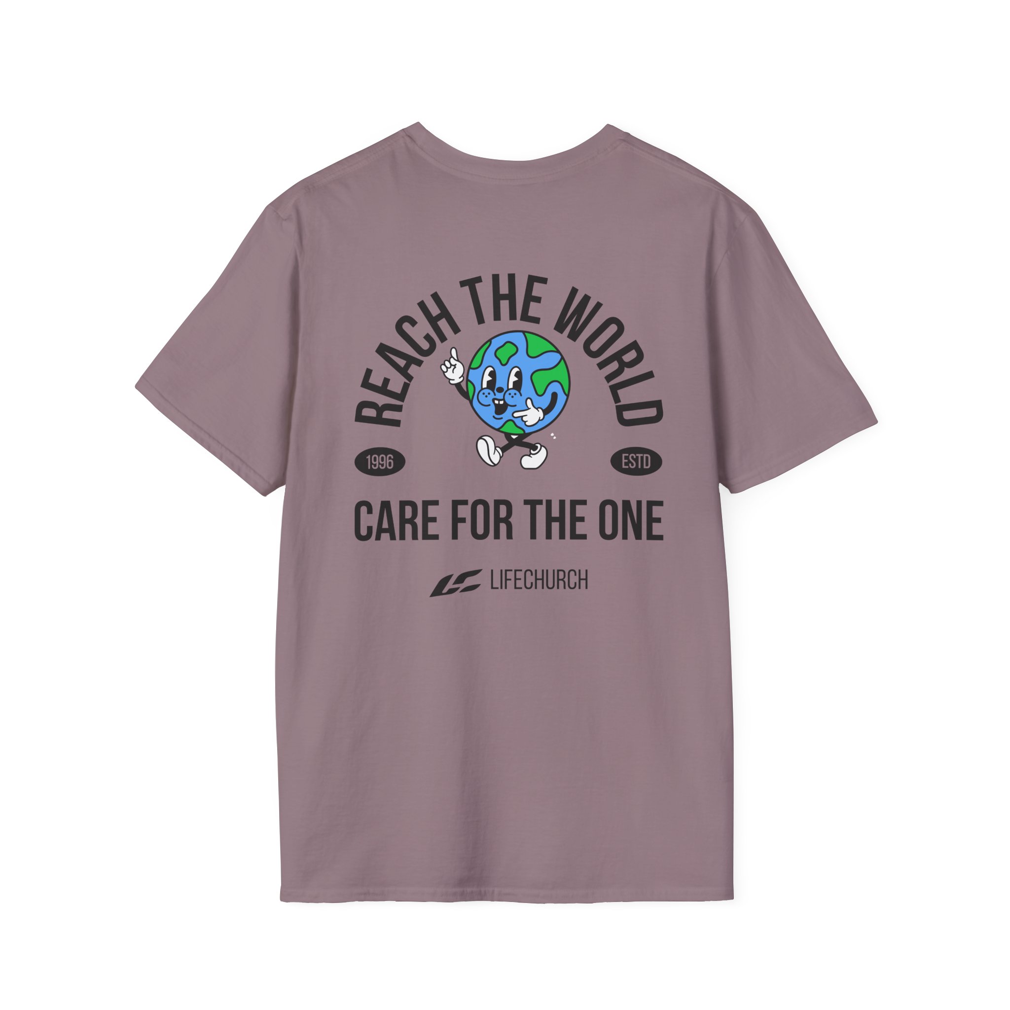 Life Church Reach the World Care for the One Unisex Softstyle T-Shirt - Image 26