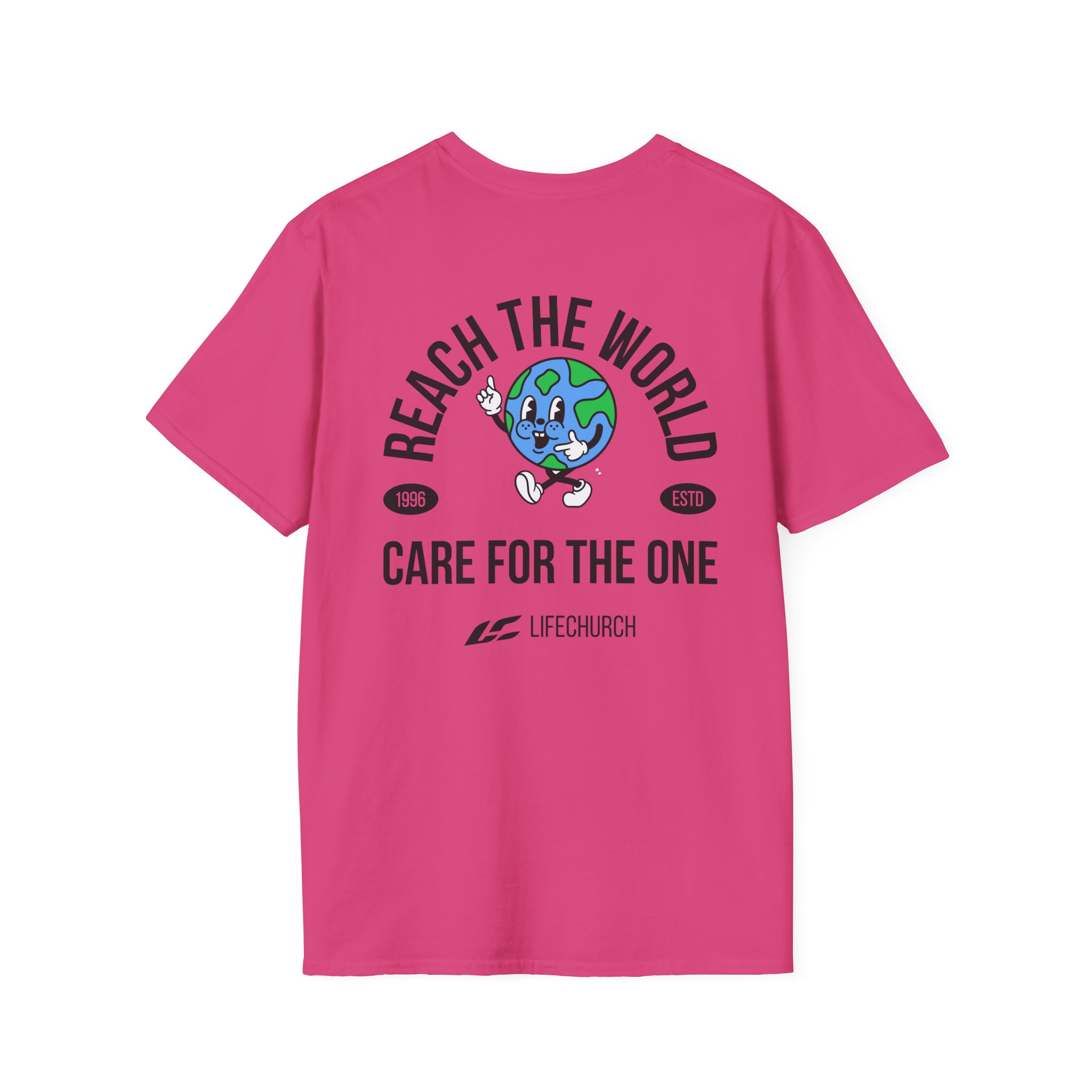 Life Church Reach the World Care for the One Unisex Softstyle T-Shirt - Image 32