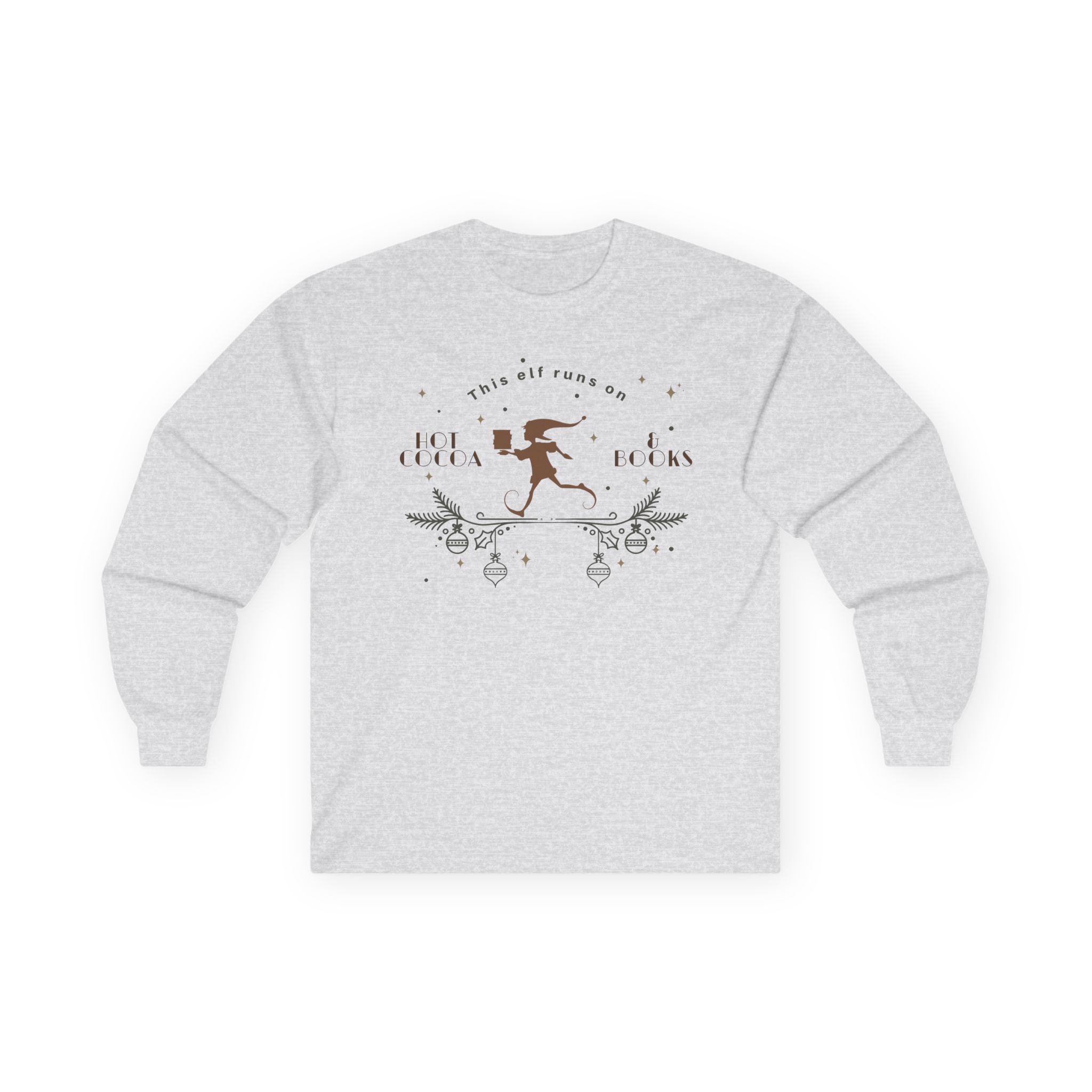 Fourth Wing This Elf Runs on Hot Cocoa and Books Unisex Ultra Cotton Long Sleeve Tee - Image 3