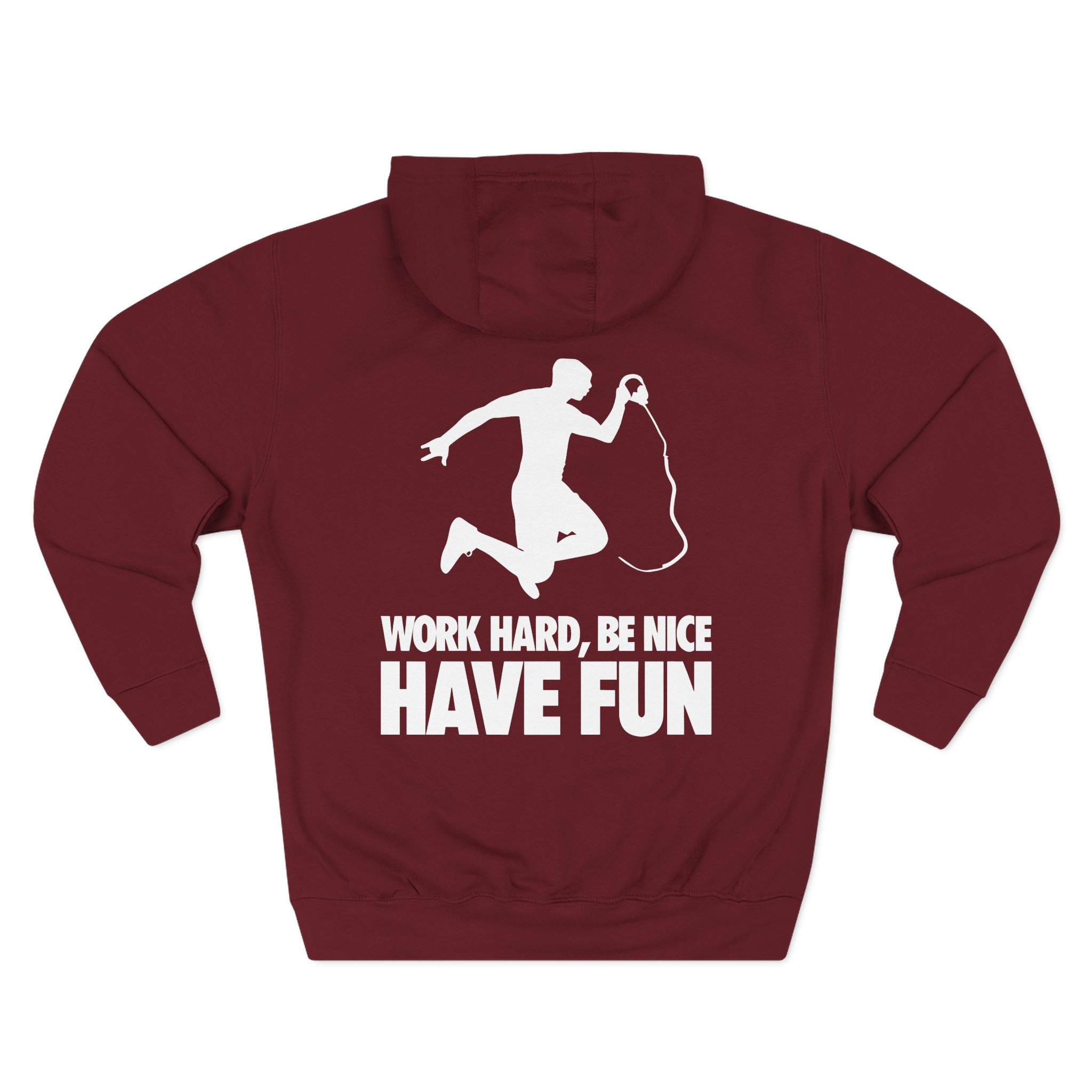 Nick Eh 30 Work Hard, Be Nice Have Fun Three-Panel Fleece Hoodie - Image 14