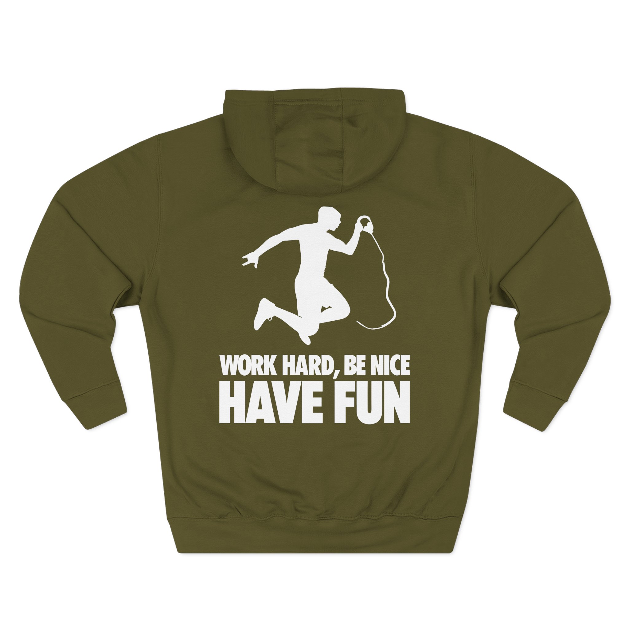 Nick Eh 30 Work Hard, Be Nice Have Fun Three-Panel Fleece Hoodie - Image 8