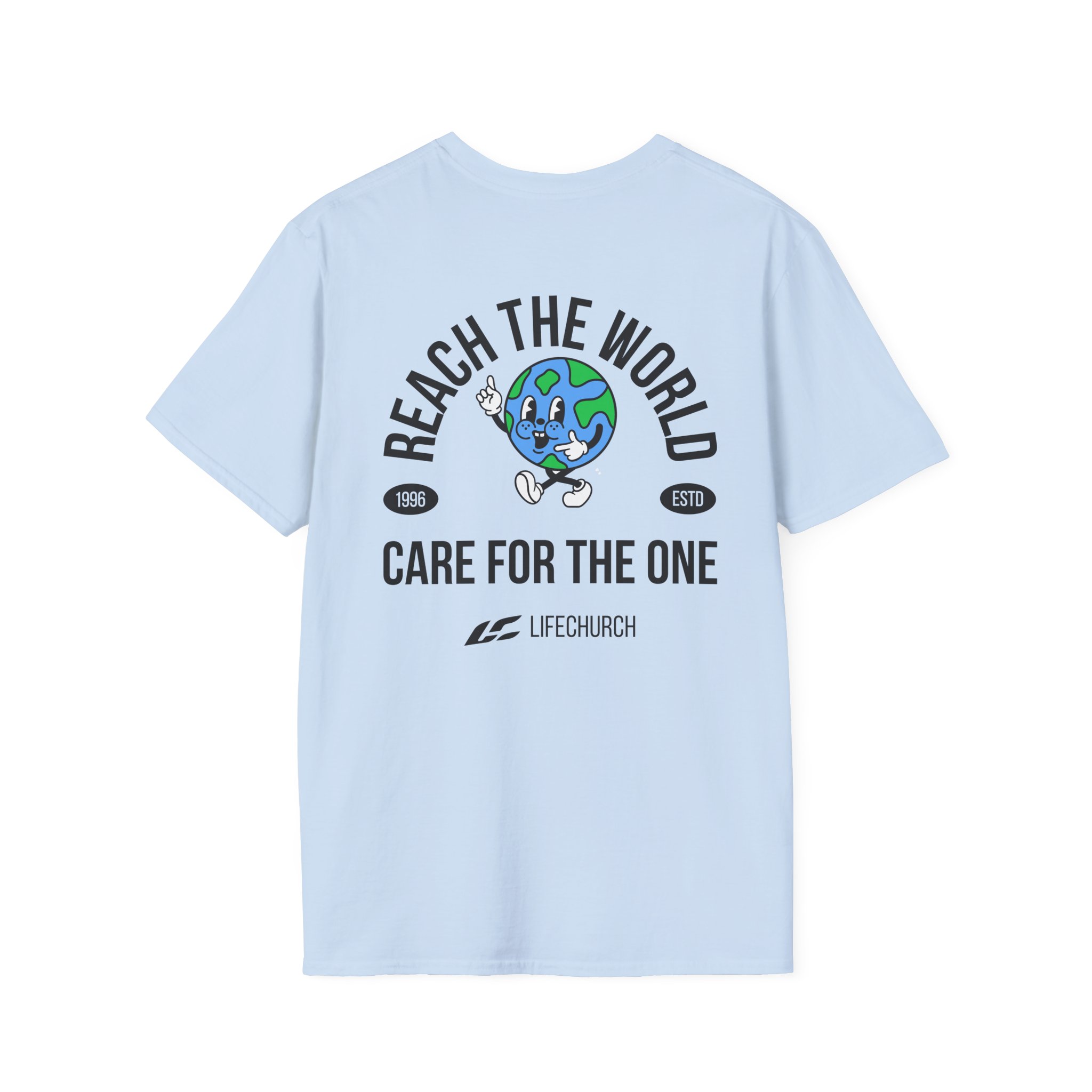 Life Church Reach the World Care for the One Unisex Softstyle T-Shirt - Image 20