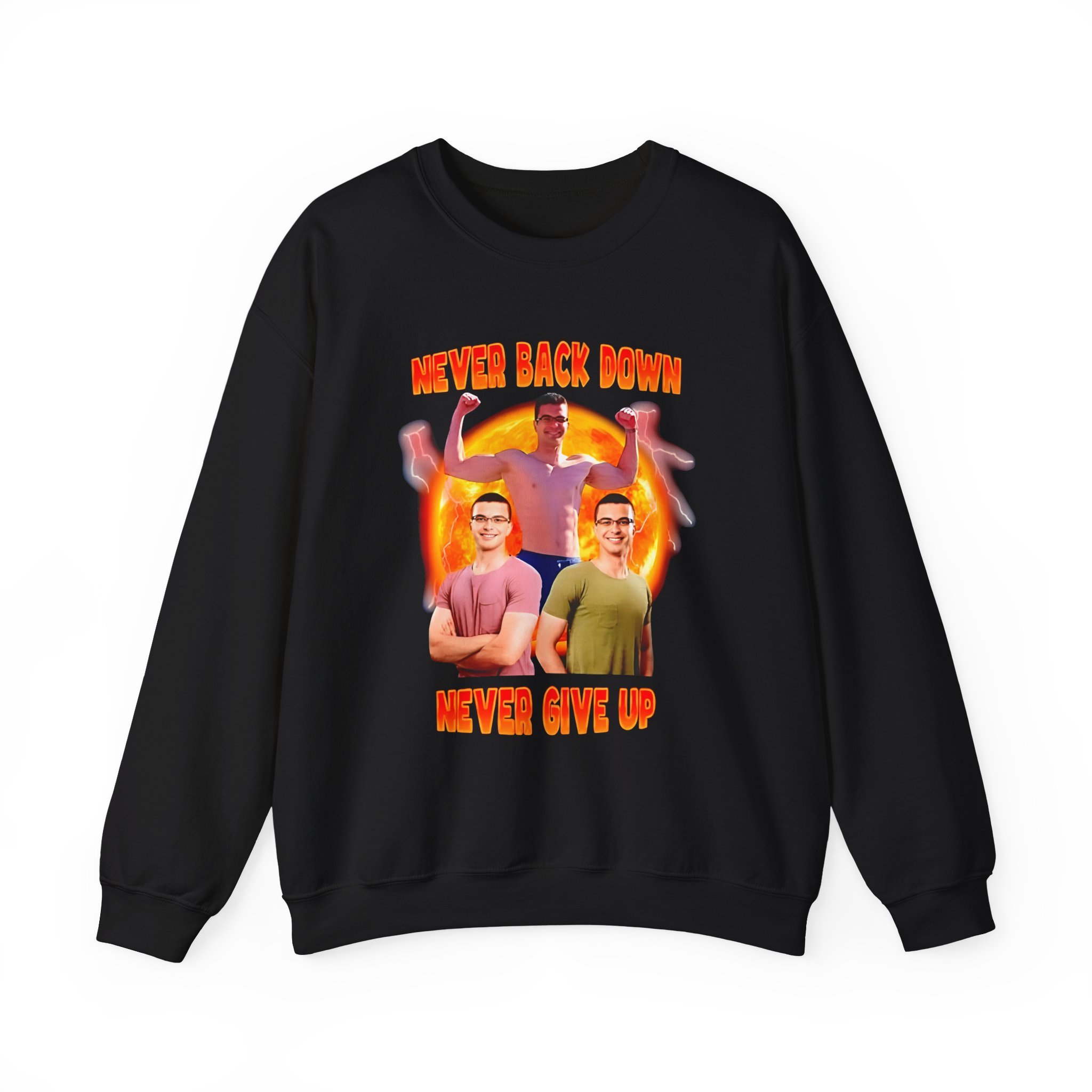 Nick Eh 30 Never Back Down Never Give Up Unisex Heavy Blend™ Crewneck Sweatshirt