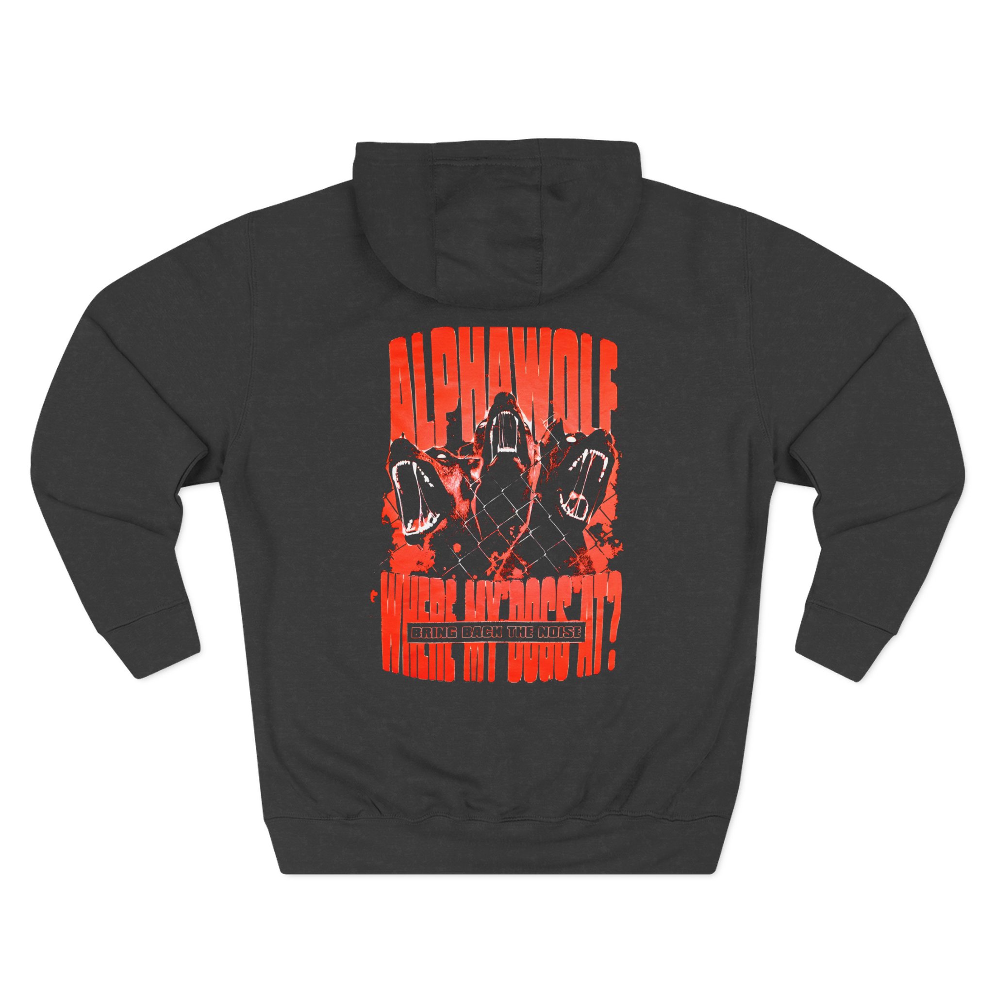 Alpha Wolf Where My Dogs at Three-Panel Fleece Hoodie - Image 4