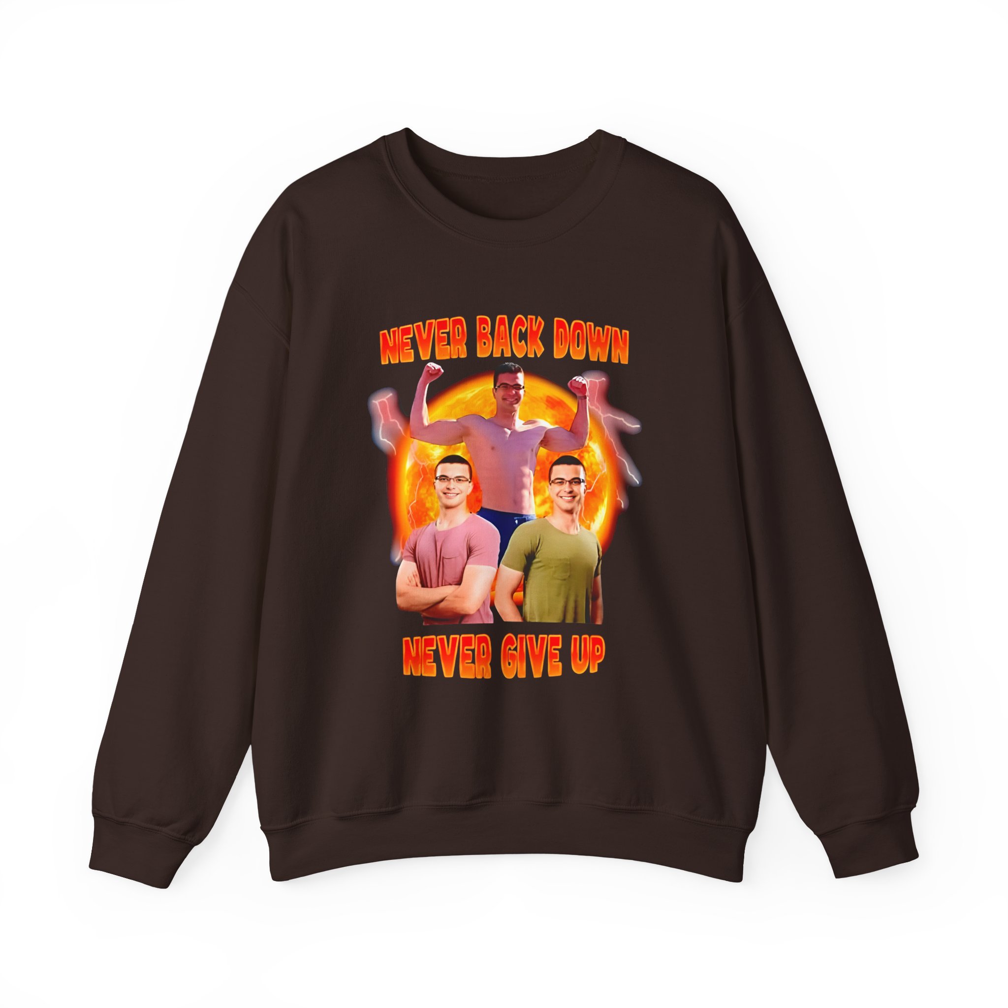 Nick Eh 30 Never Back Down Never Give Up Unisex Heavy Blend™ Crewneck Sweatshirt - Image 3